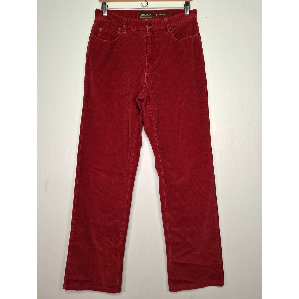 Eddie Bauer Natural Fit Corduroy Pants Womens Size 10 Red Straight Leg Stretch